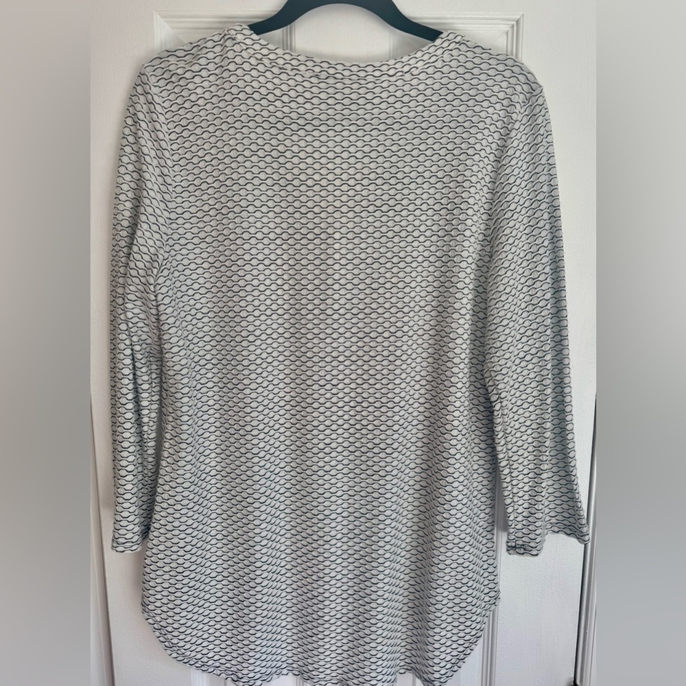 Dana Buchman Pullover Knit Top Black/ White Honeycomb Pattern 3/4 Sleeve Size L - Picture 4 of 8